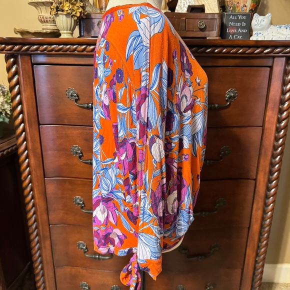 🎉😀CLEARANCE SALE😀🎉FREE PEOPLE Keepin' On Blouse in Festive Orange Combo - Picture 3 of 8